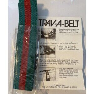 Vintage NOS 76" Trav-A-Belt‎ Luggage Strap Suitcase Green Red Belt